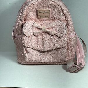 Loungefly Pink Glitter Mini Backpack with Bow
